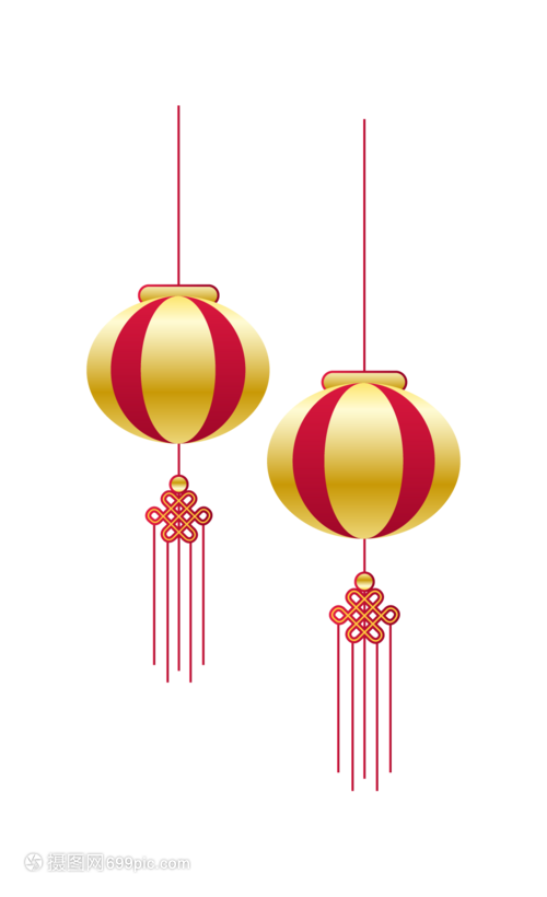 金色燈籠新年中國(guó)結(jié)元素