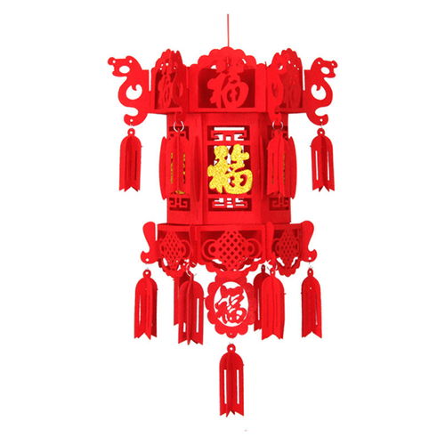 春節(jié)新年室內(nèi)裝飾用品福字燈籠掛件燈籠福字繡球?qū)m燈毛氈燈籠